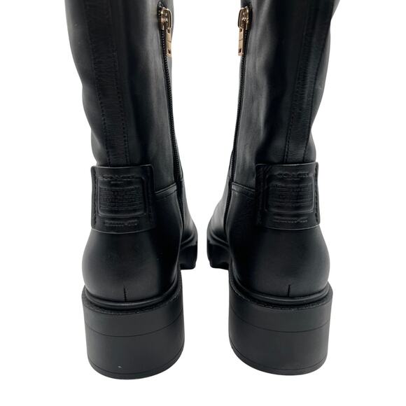 COACH WOMENS LILLI BUCKLED-STRAP TALL CLASSIC BOOT BLACK 10M (B) NEW - Picture 6 of 14